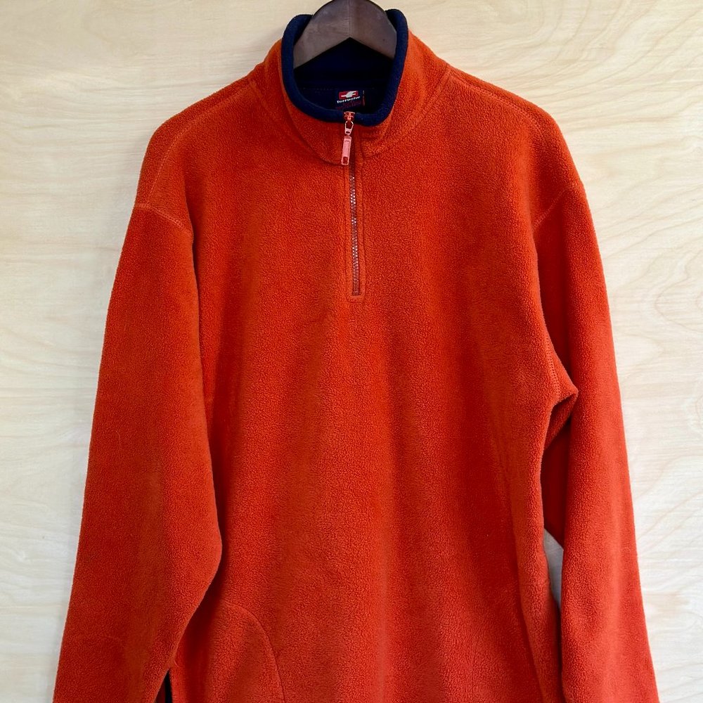 Ferruche Orange Long Sleeve Casual Fleece Pullover Cozy Half Zip Men's Size L